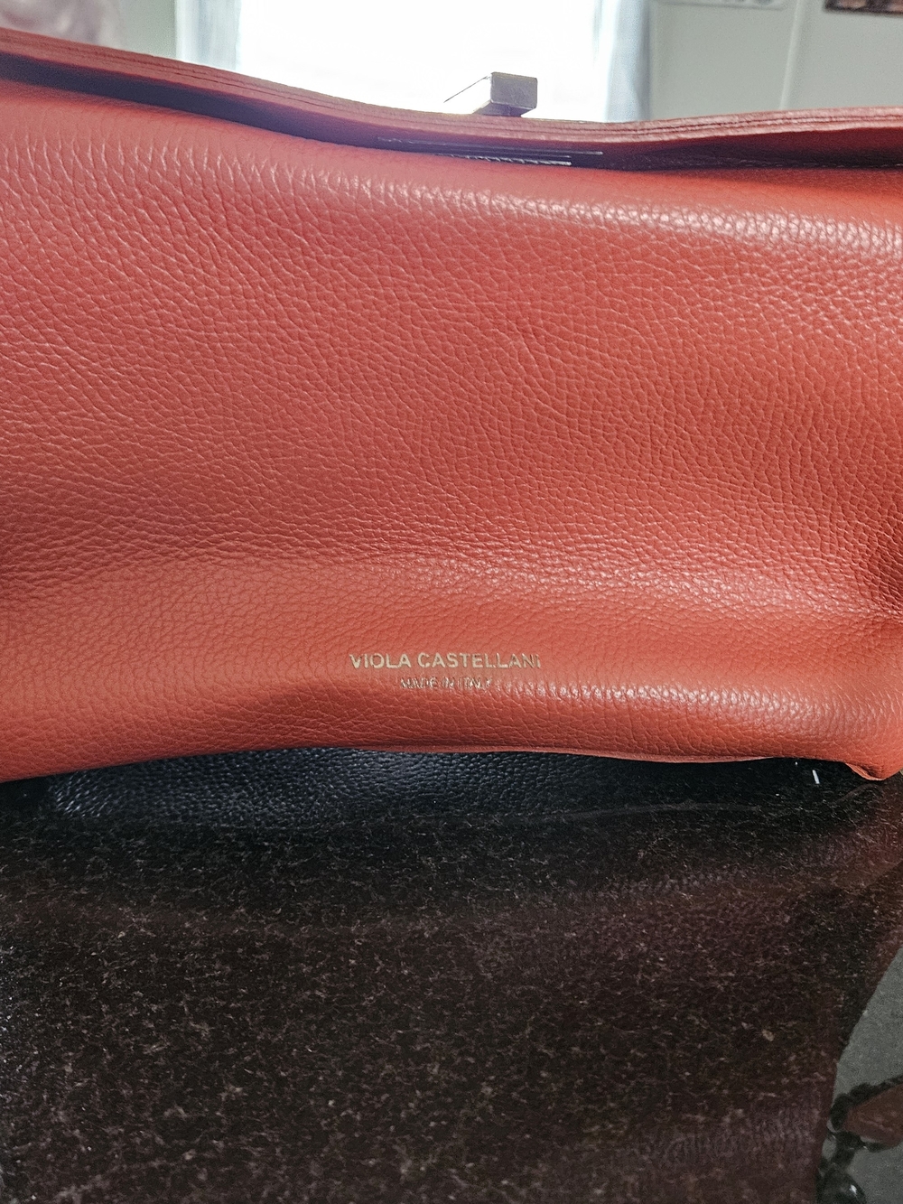 Viola Castellani Orange Leather Handbag Crossbody